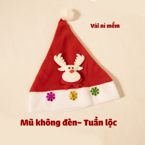 Mũ noel đủ size cho trẻ em và người lớn có đèn nháy