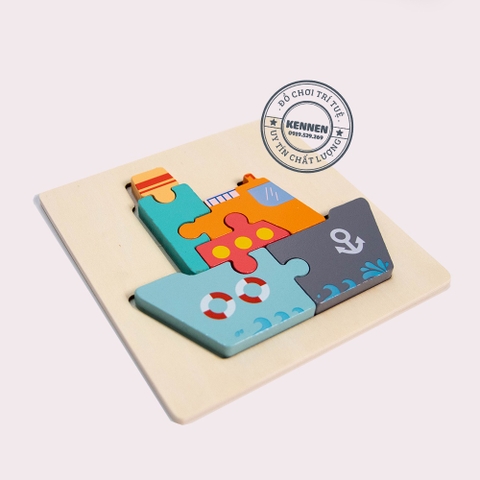 Ghép hình puzzle 3D cho bé từ 2 tuổi level 1 miếng vuông LOẠI ĐẸP