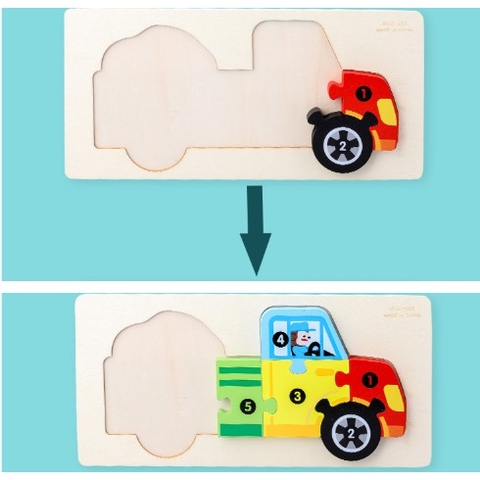 Ghép hình puzzle 3D cho bé từ 3 tuổi level 2 miếng chữ nhật LOẠI ĐẸP