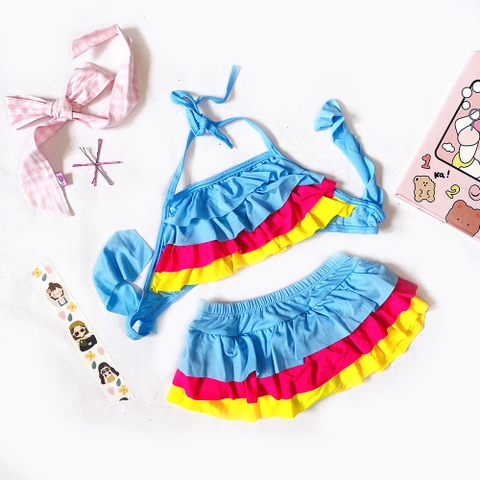Bikini bé gái xếp tầng nhiều màu (size 18-30 kg)