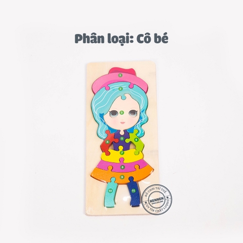 Ghép hình puzzle 3D cho bé từ 3 tuổi level 2 miếng chữ nhật LOẠI ĐẸP