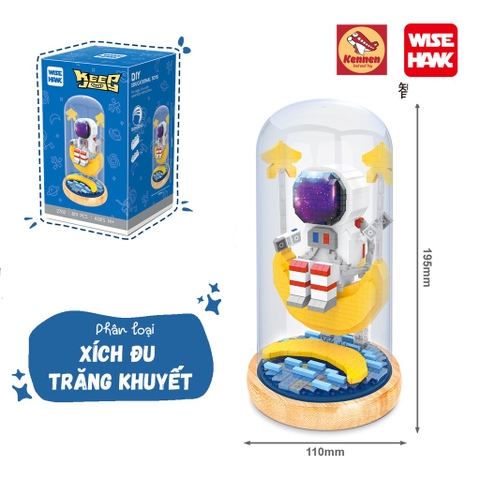 Bộ lắp ghép phi hành gia có hộp trang trí tặng thêm đèn nháy decor tặng đèn nháy