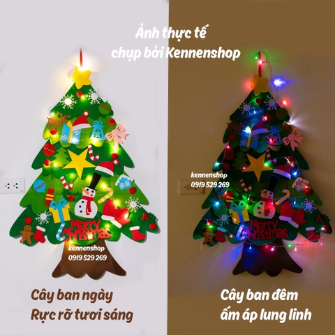 Cây thông noel vải dạ treo tường-cây thông noel treo tường trang trang trí mẫu mới 2022 tặng đèn mũ Noel