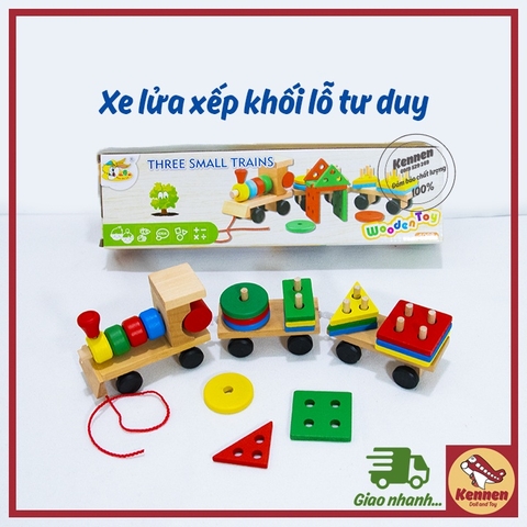 Xe lửa thả hình khối đục lỗ 3D Montessori phát triển tư duy LOẠI ĐẸP