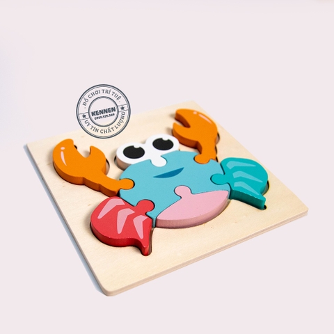 Ghép hình puzzle 3D cho bé từ 2 tuổi level 1 miếng vuông LOẠI ĐẸP