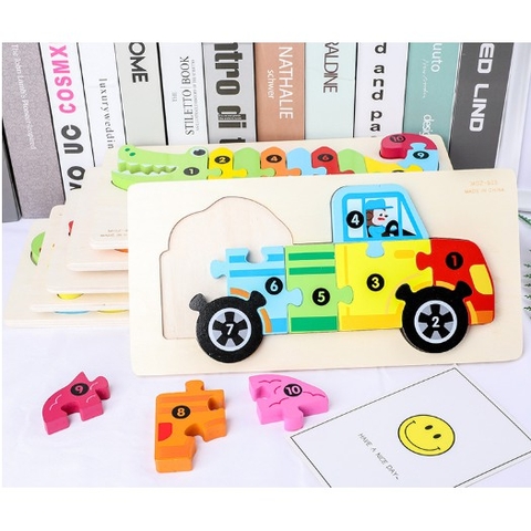Ghép hình puzzle 3D cho bé từ 3 tuổi level 2 miếng chữ nhật LOẠI ĐẸP