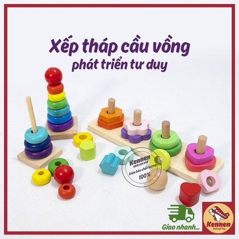 Xếp tháp cầu vồng giáo cụ montessori cho bé từ 1-3 tuổi LOẠI ĐẸP