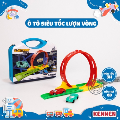 Bộ đồ chơi lắp ráp ô tô siêu tốc lượn vòng 360 độ cho bé