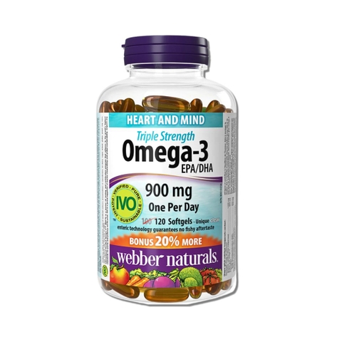 Viên Uống Hỗ Trợ Sức Khỏe Tim Mạch, Trí Não Webber Naturals Triple Strength Omega-3 EPA/DHA 900mg