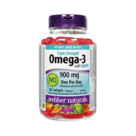 Viên Uống Hỗ Trợ Sức Khỏe Tim Mạch Webber Naturals Triple Strength Omega-3 with CoQ10 EPA/DHA 900mg
