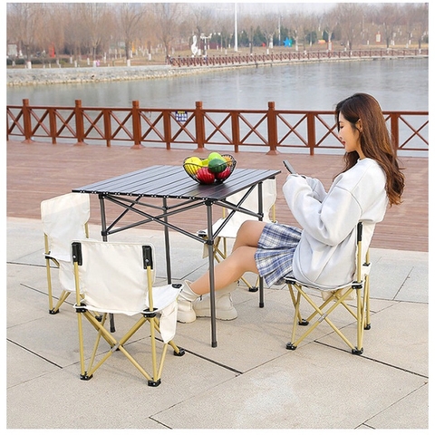 Bộ bàn ghế dã ngoại gấp gọn Đen BA009