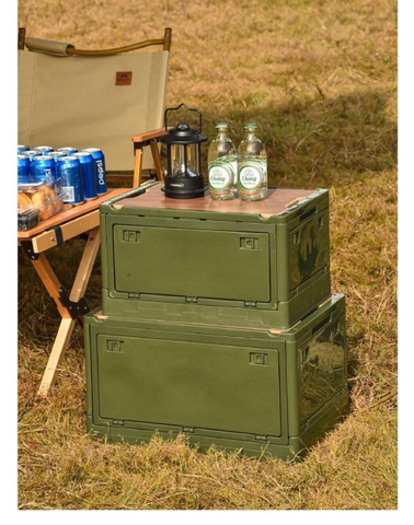 Thùng Chứa Đồ Kết Hợp Bàn Đa Năng Gấp Gọn Màu Xanh BA011