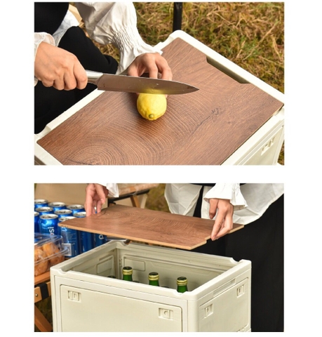 Thùng Chứa Đồ Kết Hợp Bàn Gấp Gọn Kaki BAO12