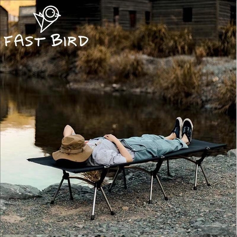 Giường dã ngoại gấp gọn siêu nhẹ màu đen