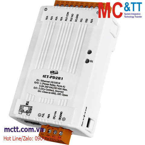 Module Ethernet Modbus TCP 2 kênh DI + 1 kênh Power Relay ICP DAS tET-PD2R1 CR
