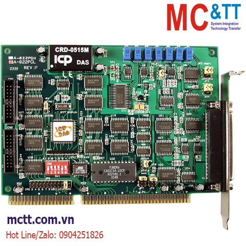 Card ISA 16 kênh AI 12 bits, 125 kS/ + 2 kênh AO + 16 kênh DI/DO + 1 kênh Timer/Counter/Frequency ICP DAS A-822PGL/S CR