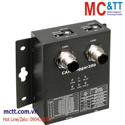 Bộ xử lý và lưu trữ dữ liệu Data Logger 2 cổng CAN Bus ICP DAS CAN-Logger200 CR