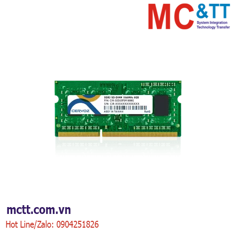 Ram công nghiệp DDR3 SO-DIMM 1600MHz 4GB PC3-12800 Cervoz CIR-S3SUSPM1604G