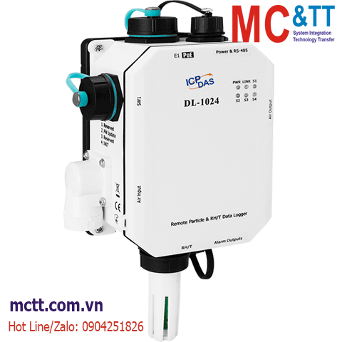 Module Data Logger đo độ bụi PM1/2.5/10 + đo HCHO + TVOC+ nhiệt độ + độ ẩm RS-485/Ethernet Modbus RTU/TCP & MQTT ICP DAS DL-1024 CR