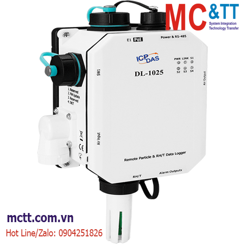 Module Data Logger đo độ bụi PM1/2.5/10 + đo NH3+ nhiệt độ + độ ẩm RS-485/Ethernet Modbus RTU/TCP & MQTT ICP DAS DL-1025 CR
