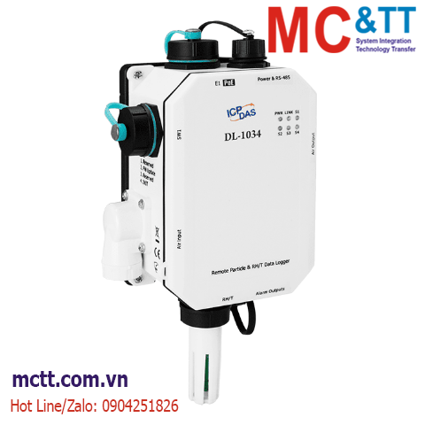 Module Data Logger đo độ bụi PM1/2.5/10 + đo CO, CO2, HCHO, TVOC + nhiệt độ + độ ẩm RS-485/Ethernet Modbus RTU/TCP & MQTT ICP DAS DL-1034 CR