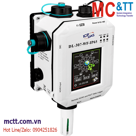 Module Data Logger đo HCHO + nhiệt độ + độ ẩm RS-485/Ethernet/Wi-Fi Modbus RTU/TCP & MQTT ICP DAS DL-307-WF-IP65 CR