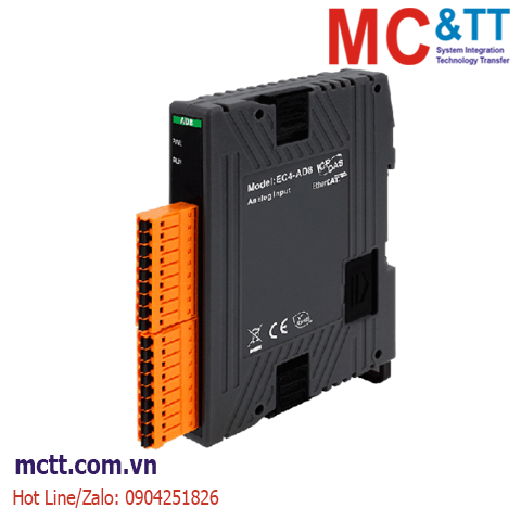 Module EtherCAT 8 kênh đầu vào tương tự AI ICP DAS EC4-AD8 CR