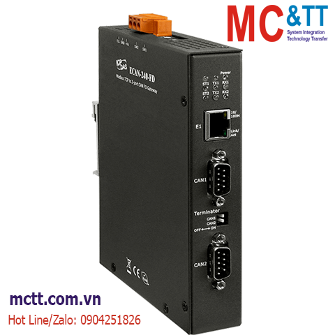 Bộ chyển đổi Modbus TCP sang 2 cổng CAN FD ICP DAS ECAN-240-FD CR
