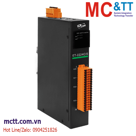 Module 2 cổng Ethernet Modbus TCP & MQTT 4 kênh AO ICP DAS ET-2224CIS CR