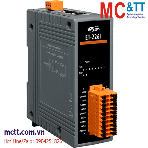 Module 2 cổng Ethernet Modbus TCP & MQTT 10 kênh Power Relay ICP DAS ET-2261 CR