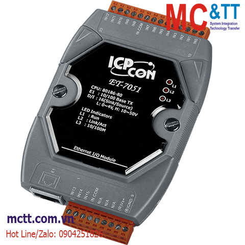 Module Ethernet Modbus TCP 16 kênh đầu vào số DI ICP DAS ET-7051 CR