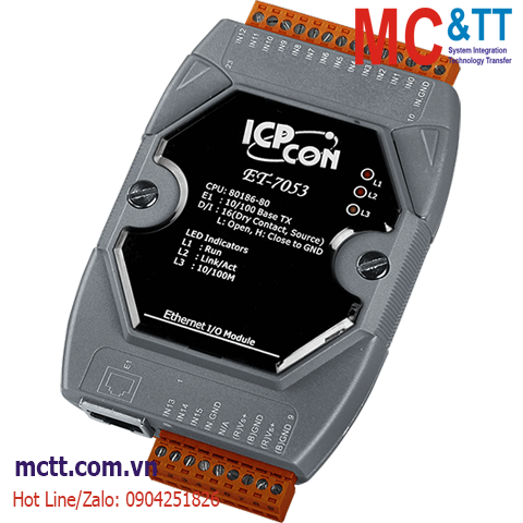 Module Ethernet Modbus TCP 16 kênh đầu vào số DI ICP DAS ET-7053 CR