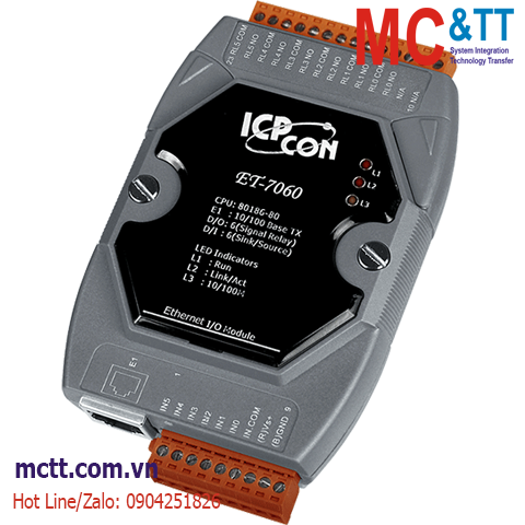 Module Ethernet Modbus TCP 6 kênh  DI+6 kênh đầu ra Relay ICP DAS ET-7060 CR