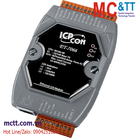 Module Ethernet Modbus TCP 8 kênh đầu ra PhotoMOS Relay ICP DAS ET-7066 CR