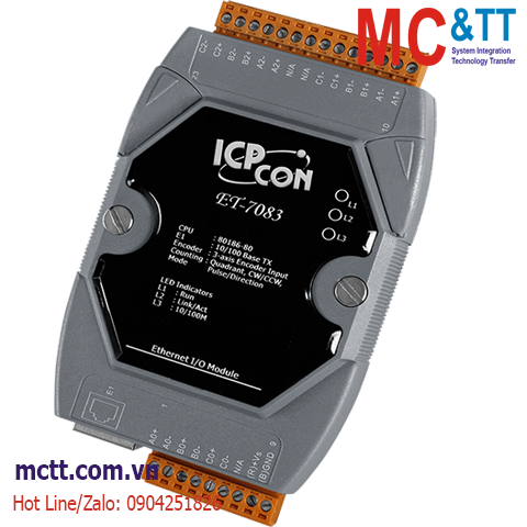 Module Ethernet Modbus TCP 3 kênh đầu vào Counter/Encoder ICP DAS ET-7083 CR