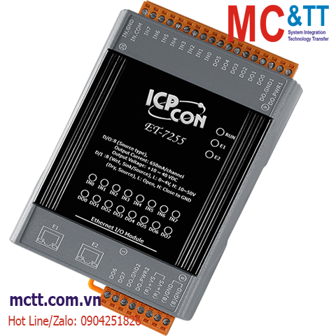 Module Ethernet Web Server + Modbus TCP  8 kênh DI + 8 kênh DO ICP DAS ETS-7255 CR