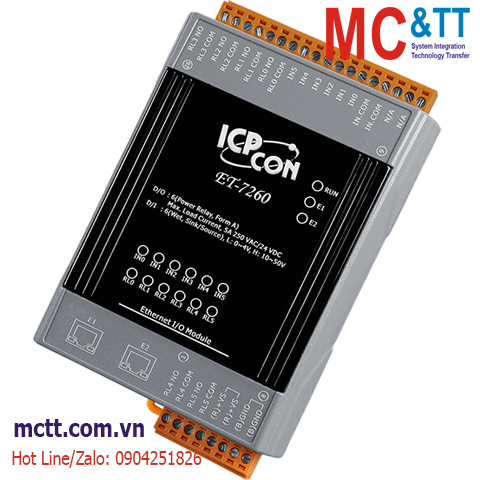 Module Ethernet Web Server + Modbus TCP  6 kênh DI + 6 kênh Power Relay ICP DAS ETS-7260 CR