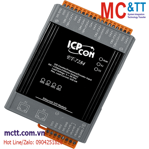 Module 2 cổng Ethernet Modbus TCP 4/8 kênh Counter/Frequency/Encoder +4 kênh DO ICP DAS ET-7284 CR