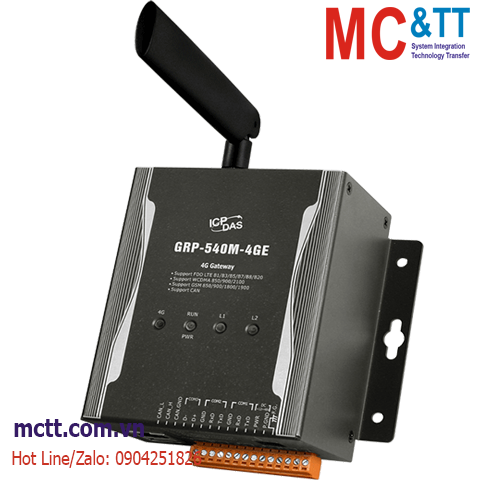 Modem/Router công nghiệp GPRS/WCDMA (3G)/LTE(4G) + Ethernet/RS-232/485/CAN ICP DAS GRP-540M-4GE CR