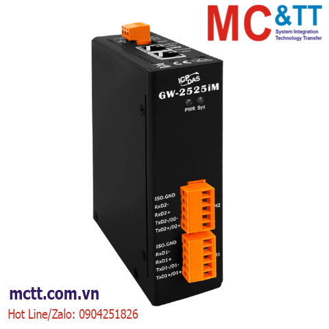 Bộ chuyển đổi Modbus Gateway 2 cổng RS-422/485 sang 2 cổng Ethernet ICP DAS GW-2525iM CR