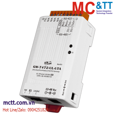 Bộ chuyển đổi EtherNet/IP sang Modbus RTU/TCP ICP DAS GW-7472-UL-UTA CR