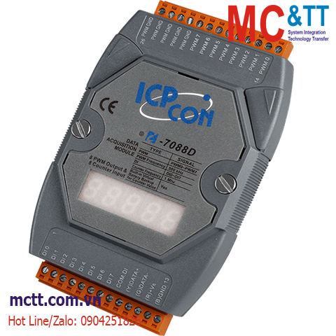 Module RS-485 DCON 8 kênh đầu vào bộ đếm tốc độ cao HSC+8 kênh đầu ra PWM ICP DAS I-7088D-G CR