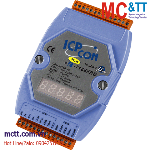 Bộ lập trình nhúng MiniOS7 PAC với CPU 80188-40 ICP DAS I-7188XBD-512 CR