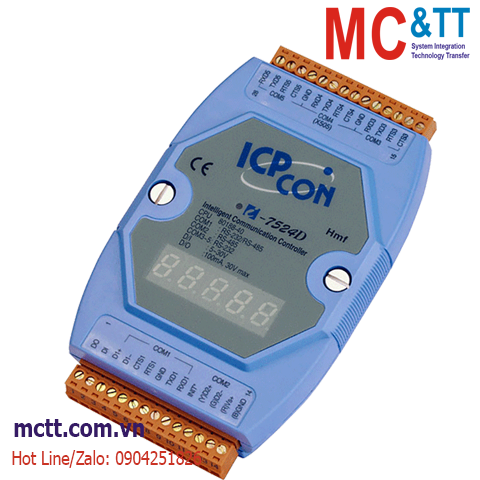 Bộ chuyển đổi RS-485 sang 4 cổng RS-232/485 + 1xDI + 1xDO ICP DAS I-7524D CR