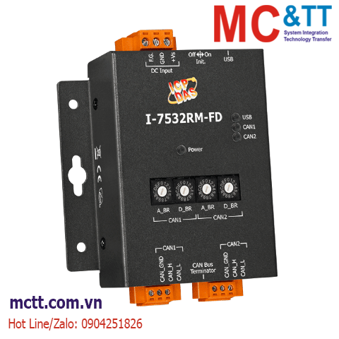 Bộ chuyển đổi và lặp tín hiệu CAN/CAN FD ICP DAS I-7532RM-FD CR