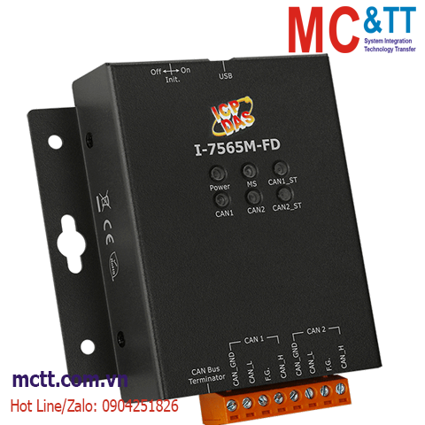Bộ chuyển đổi USB sang 2 cổng CAN/CAN FD Bus ICP DAS I-7565M-FD CR