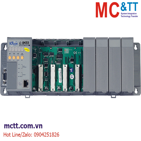 Module RS-232 + Ethernet Modbus RTU/TCP 8 khe cắm module I/O ICP DAS I-8KE8-MTCP-G CR