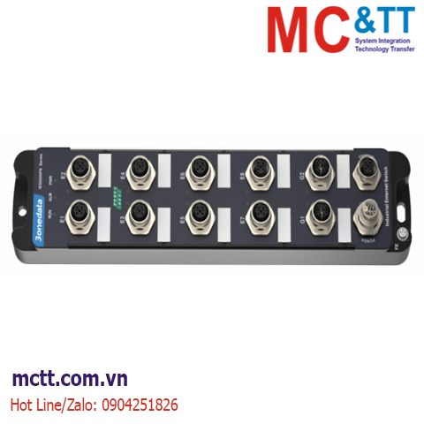 Switch công nghiệp quản lý hỗ trợ PROFINET 8 cổng Ethernet M12 + 2 cổng Gigabit M12 3Onedata IES6000-PN-8T2GT-2P(12-48VDC)