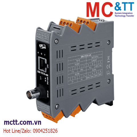 Bộ chuyển đổi tín hiệu cảm biến đo rung sang dòng + RS485/Ethernet Modbus RTU/TCP ICP DAS iSN-701X-mA CR