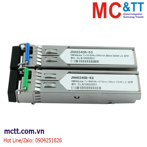 Module quang SFP công nghiệp 155Mb/s, Single-mode, 1550nm Tx/1310nm Rx, Single Fiber, 40Km JHA Tech JHA5240D-53
